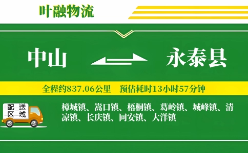 中山到永泰县物流公司