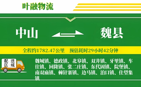 中山到魏县物流公司
