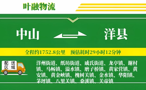 中山到洋县物流公司