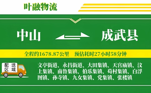 中山到成武县物流公司