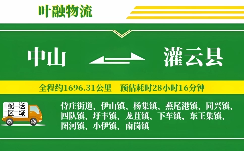 中山到灌云县物流公司