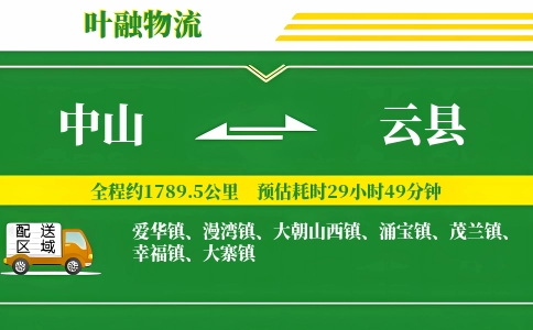 中山到云县物流公司