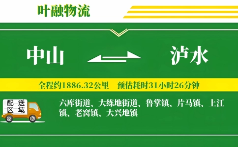 中山到泸水物流公司