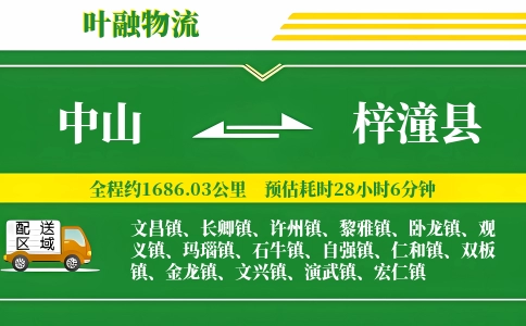 中山到梓潼县物流公司