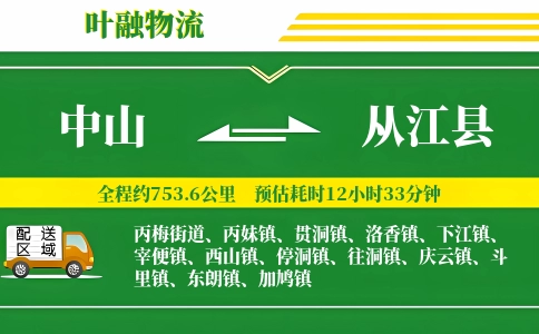 中山到从江县物流公司