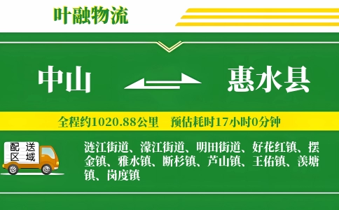 中山到惠水县物流公司