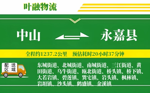 中山到永嘉县物流公司