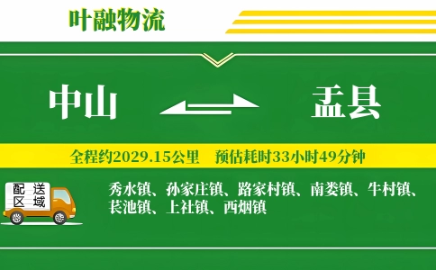 中山到盂县物流公司